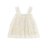 Girls Tulle Tutu Dress with Daisies - White.